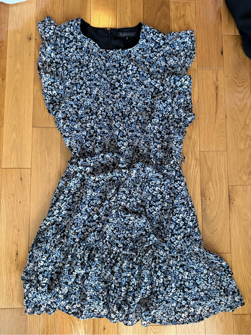 Dynamite Black & Light Blue Floral Mini Dress